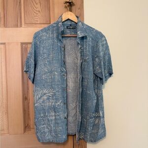 Jams World Blue Palm Print Casual Shirt